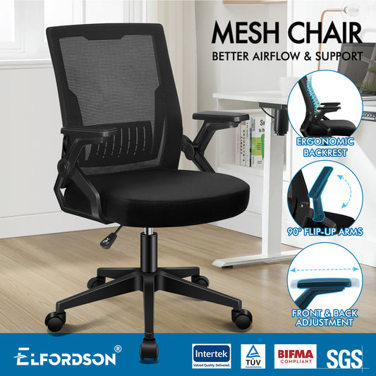 ELFORDSON Mesh Office Chair Gaming Racing Work All Black