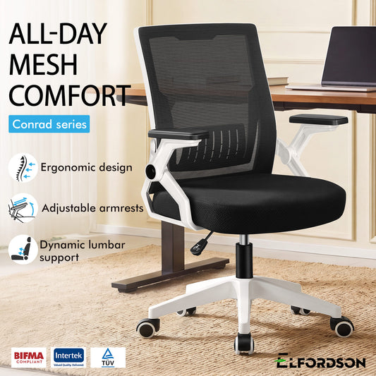 ELFORDSON Mesh Office Chair Gaming Racing Work Black and White