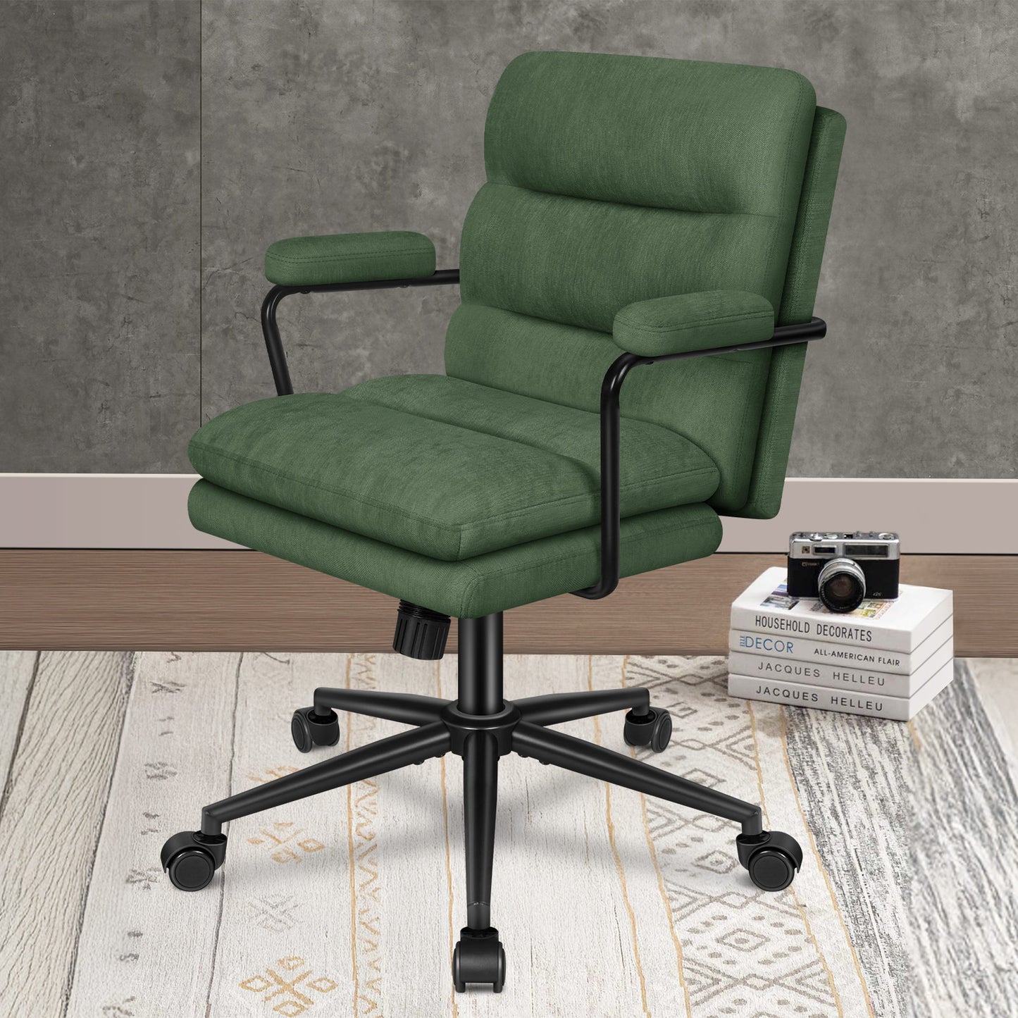 ELFORDSON Office Chair Ergonomic Executive Computer Work Seat Chenille Green