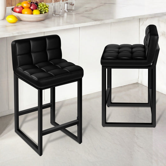 ALFORDSON 65CM Counter Height Bar Stools Set of 2, Metal Frame, Black