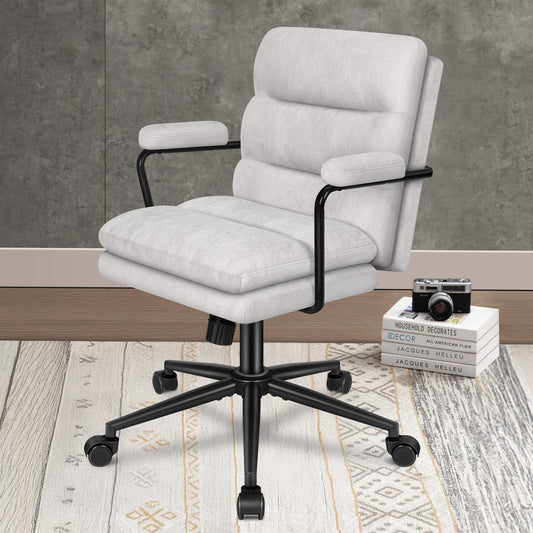 ELFORDSON Office Chair Ergonomic Executive Computer Work Seat Chenille Grey