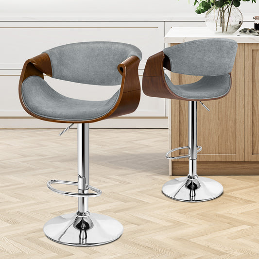 ALFORDSON 2 x Breakfast Bar Stools - 360° Swivel, Height Adjustable, Grey