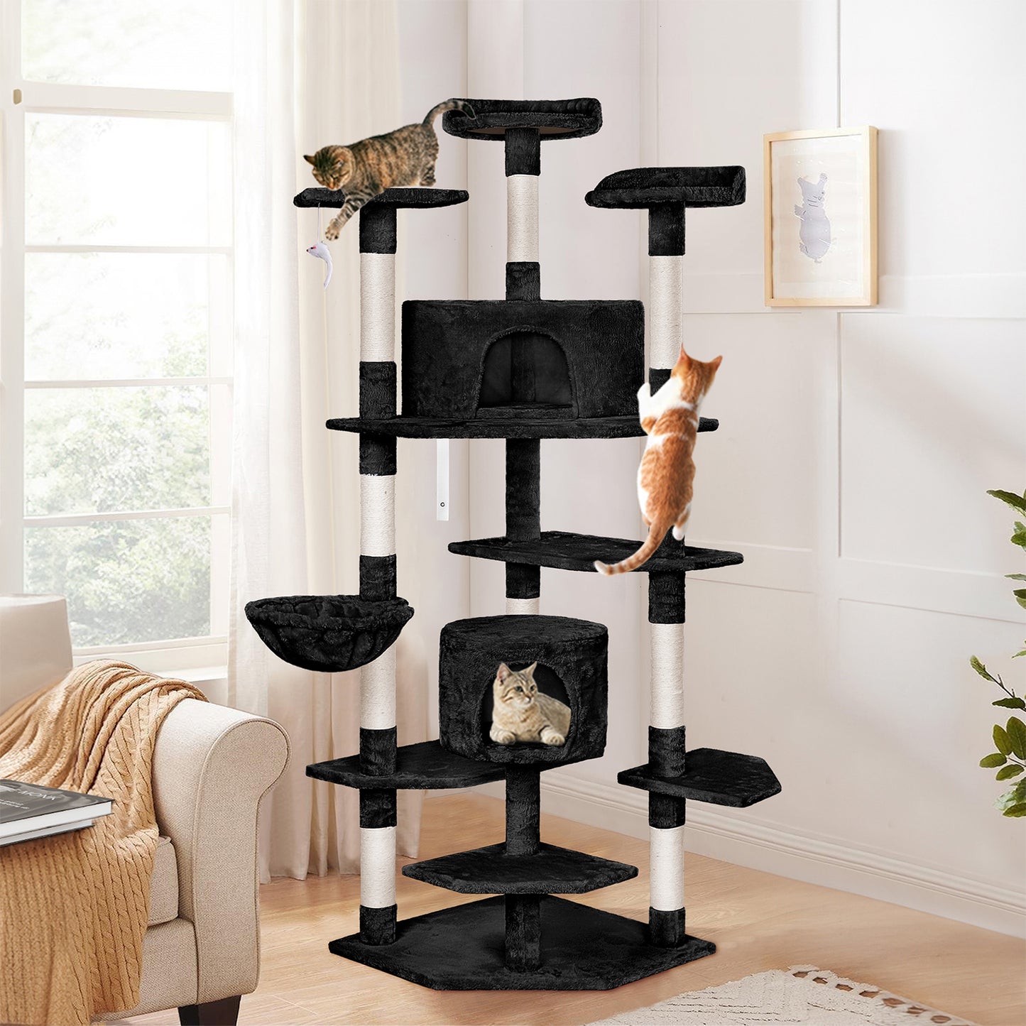 Cat Tree Scratching Post Scratcher Tower Condo House Furniture Wood 202