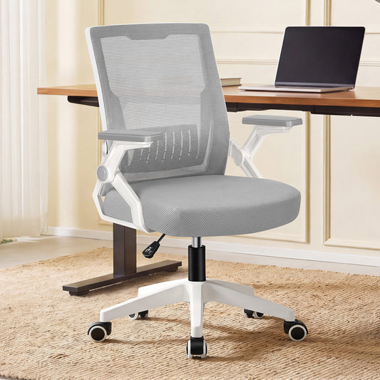 ELFORDSON Mesh Office Chair Gaming Racing Work Grey and White