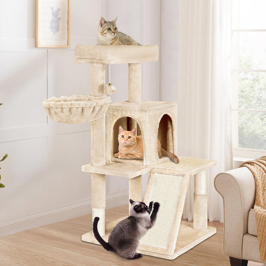 Cat Tree Scratching Post Scratcher Tower Condo House Furniture Wood 100 Beige