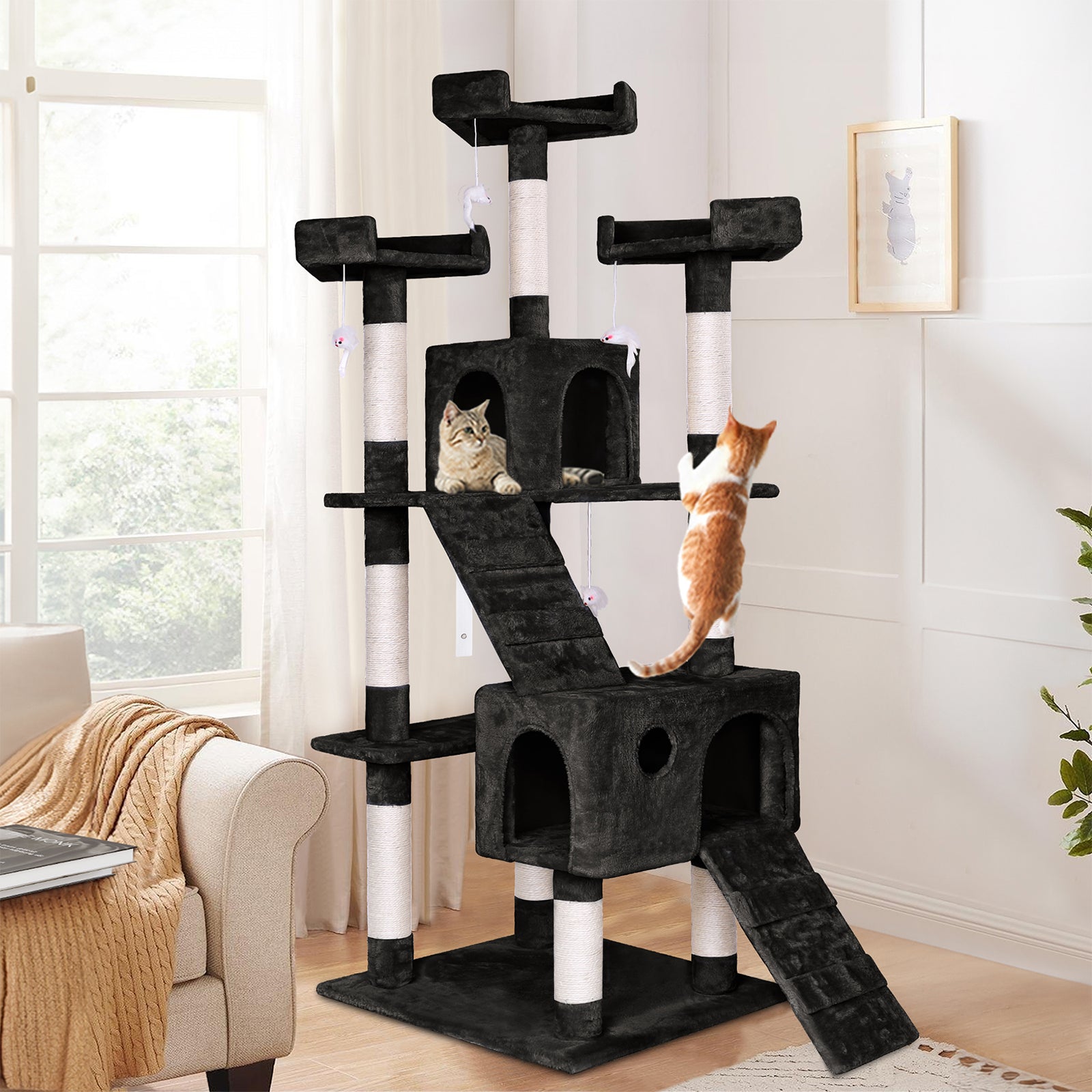 Cat Tree Scratcher Tower Scratching Post Condo House Furniture Wood 18 ...
