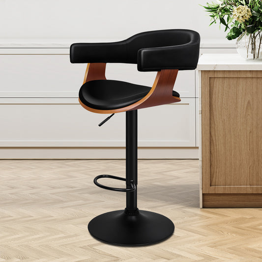 ALFORDSON 1x Bar Stool Joan Kitchen Swivel Chair Wooden Leather Gas Lift