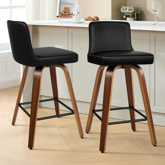 ALFORDSON 2x Swivel Bar Stools Bailey Kitchen Wooden Dining Chair BLACK