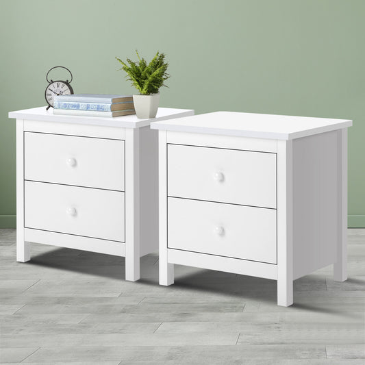 ELFORDSON Bedside Table 2 Drawer Wooden Storage Cabinet Bedroom Living Room Home