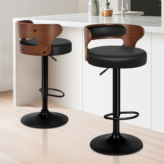 ALFORDSON 2x Bar Stool Kitchen Swivel Chair Wooden Leather Gas Lift Ramiro