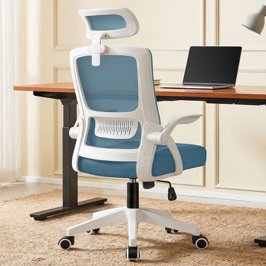 ELFORDSON Mesh Office Chair Executive Fabric Seat Tilt Computer Blue