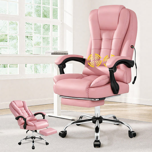 ELFORDSON Massage Office Chair Gaming Executive Seat PU Leather Pink