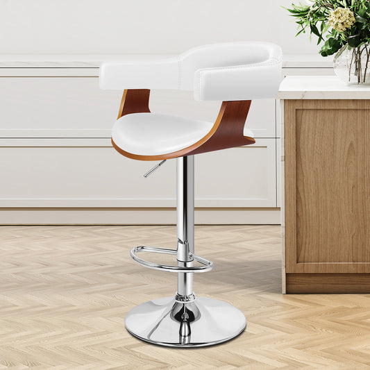 ALFORDSON 1x Bar Stool Joan Kitchen Swivel Chair Wooden Leather Gas Lift White