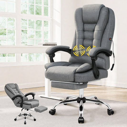 ELFORDSON Massage Office Chair Executive Seat Fabric Grey