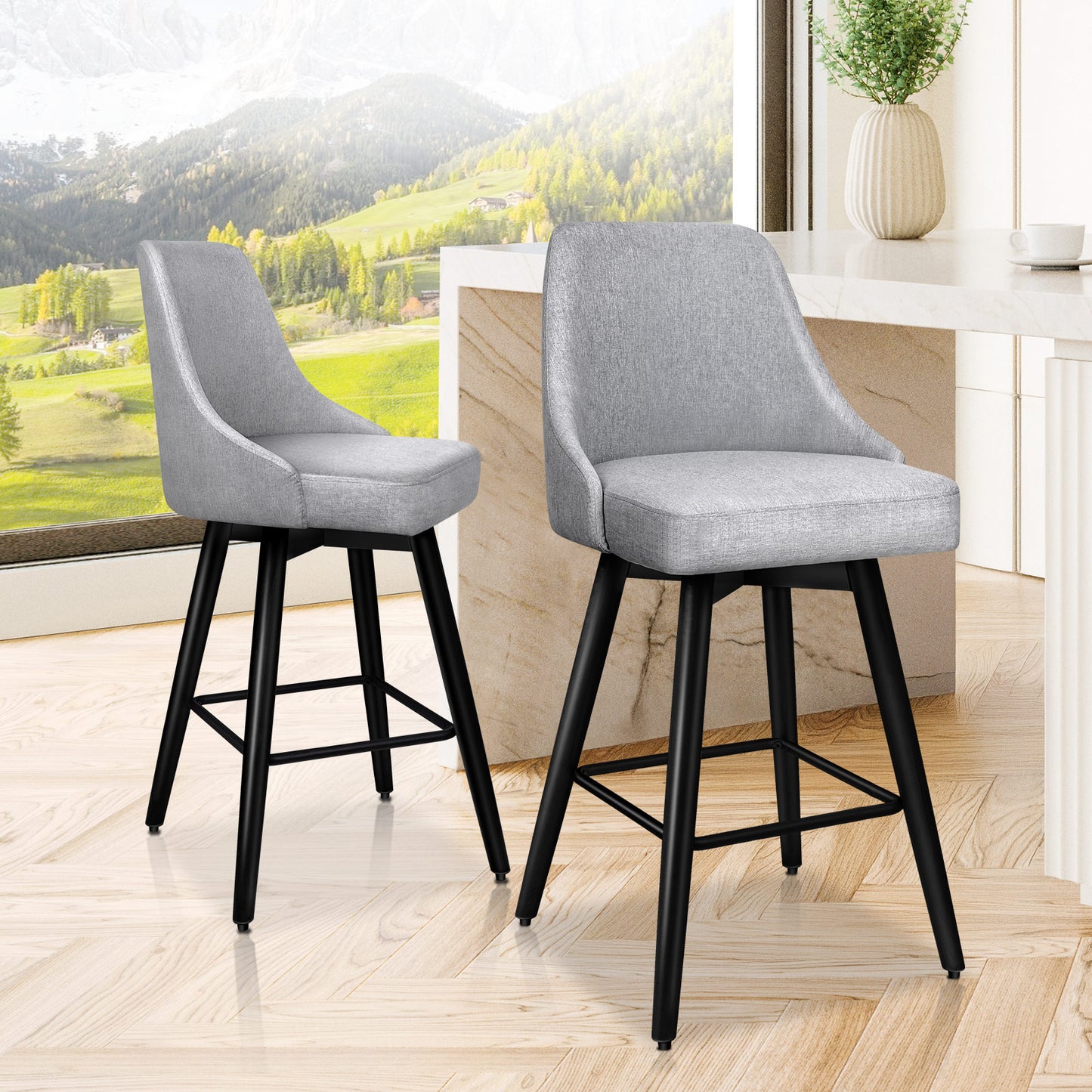ALFORDSON 2x Swivel Bar Stools Kitchen Dining Chair Cafe Metal GREY