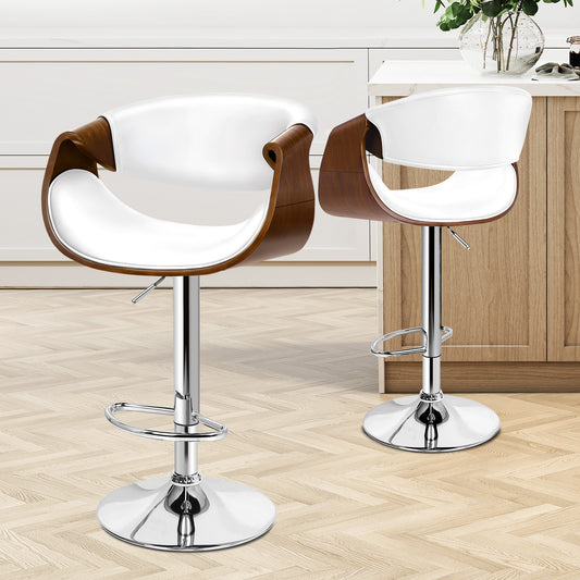 ALFORDSON 2 x Breakfast Bar Stools - 360° Swivel, Height Adjustable, White