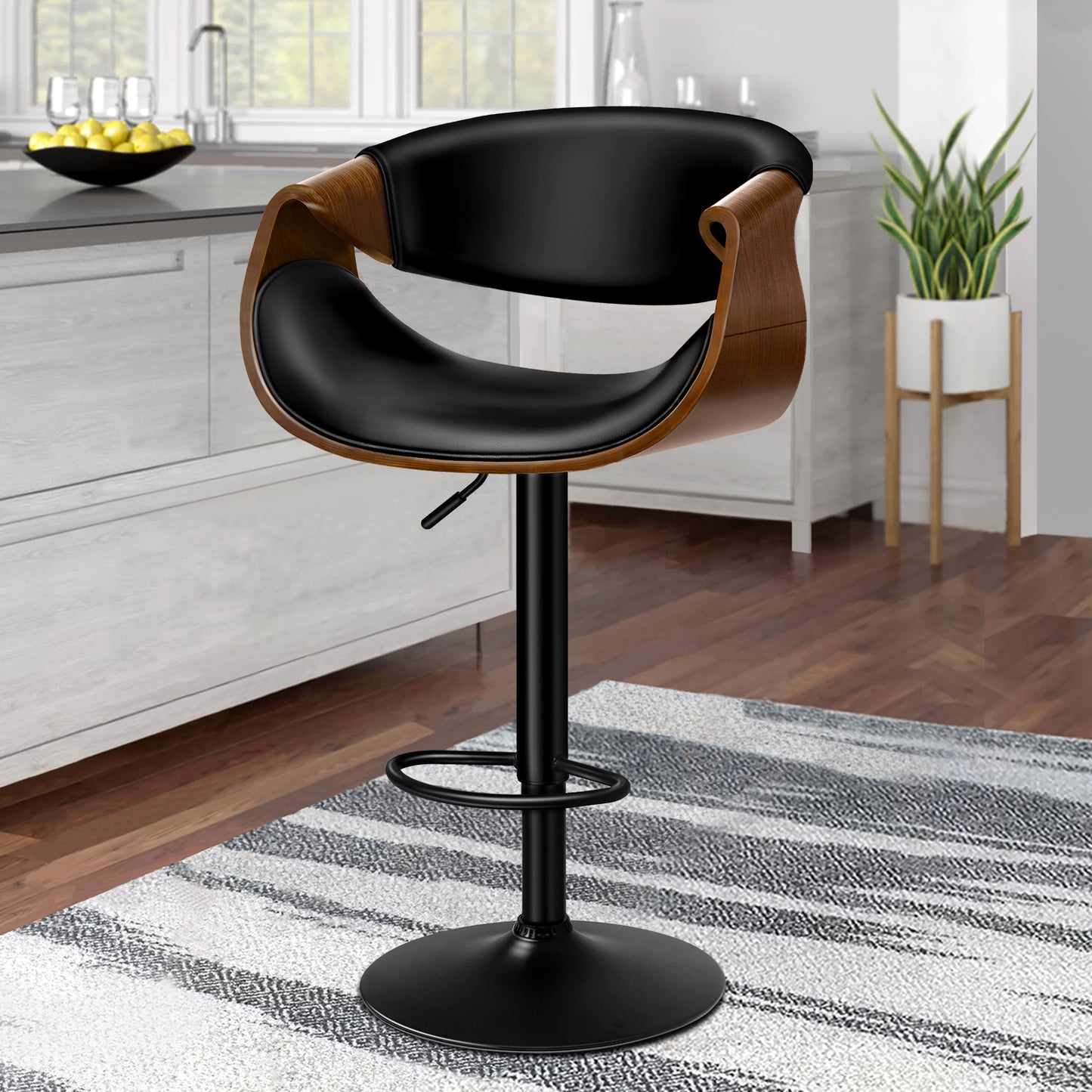 ALFORDSON Breakfast Bar Stools - 360° Swivel, Height Adjustable, Black