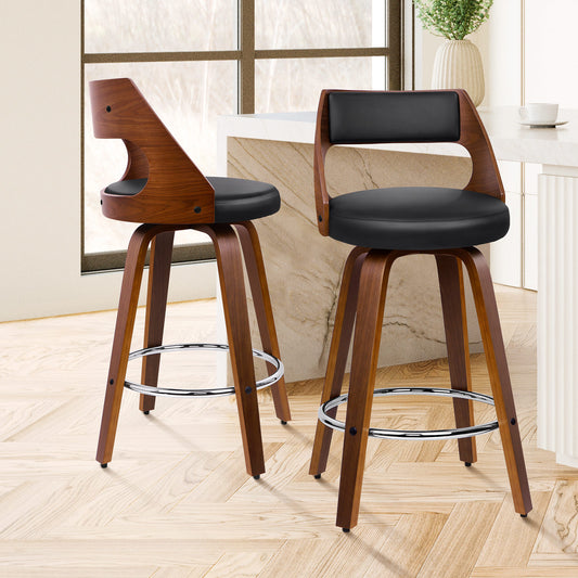 ALFORDSON 2x Swivel Bar Stools Eden Kitchen Wooden Dining Chair Black