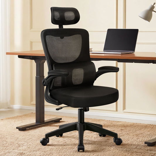 ELFORDSON Mesh Office Chair Executive Computer Fabric Tilt All Black