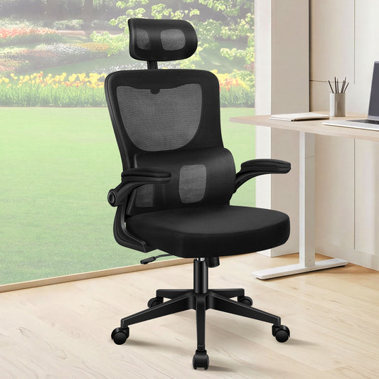 ELFORDSON Mesh Office Chair Executive Computer Fabric Tilt All Black
