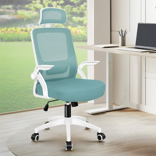 ELFORDSON Mesh Office Chair Executive Fabric Seat Tilt Computer Cyan