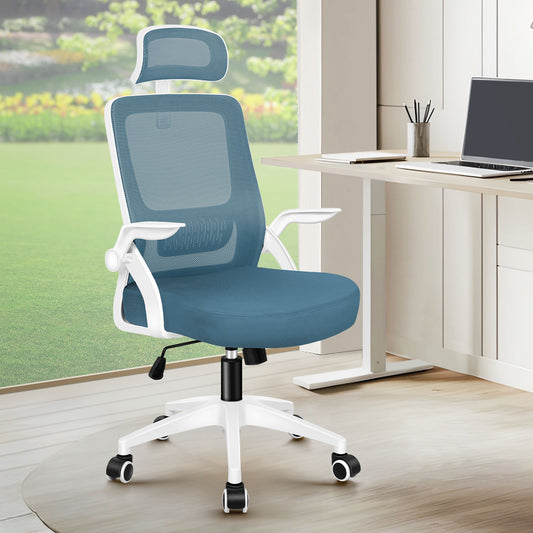 ELFORDSON Mesh Office Chair Executive Fabric Seat Tilt Computer Blue