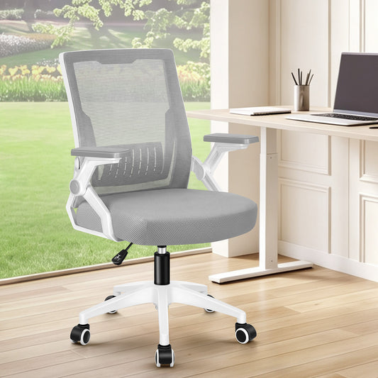ELFORDSON Mesh Office Chair Gaming Racing Work Grey and White