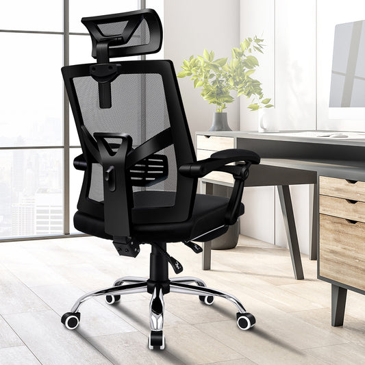 ELFORDSON Mesh Office Chair Gaming Executive Fabric Seat Racing Footrest Recline