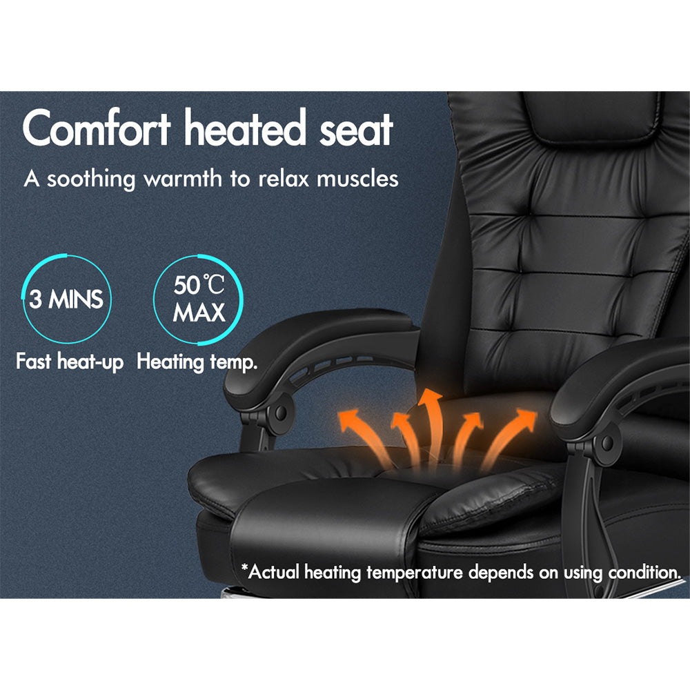 ELFORDSON Office Chair with 8-Point Massage and Heat Function, Black