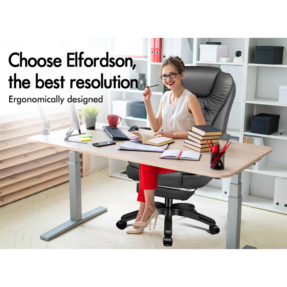 ELFORDSON Office Chair with 8-Point Massage and Heat Function, Grey