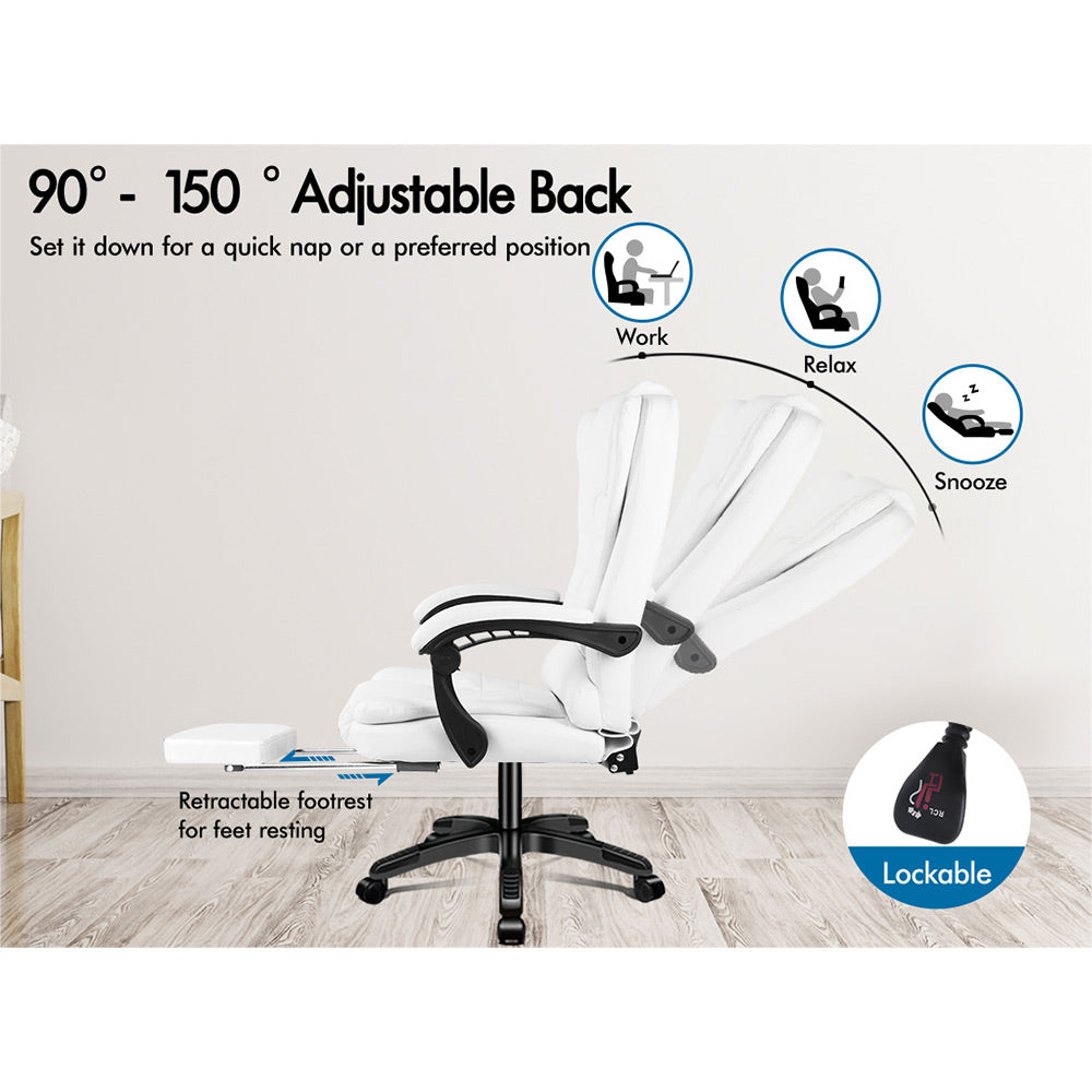 ELFORDSON Office Chair with 8-Point Massage and Heat Function, White